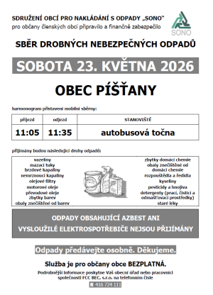 Sběr drobných nebezpešných odpadů 23.5.2026